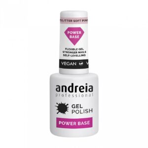 Andreia Verniz Gel 10,5ml - Power Base Glitter Soft Pink