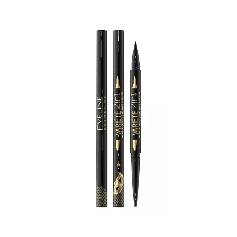 Eveline - Eyeliner e Lápis de Olhos – Double Effect Eyeliner & Pencil Waterproof