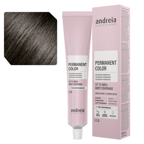 Andreia Coloração Permanente 4.02 Castanho Médio Natural Frio - 100ml