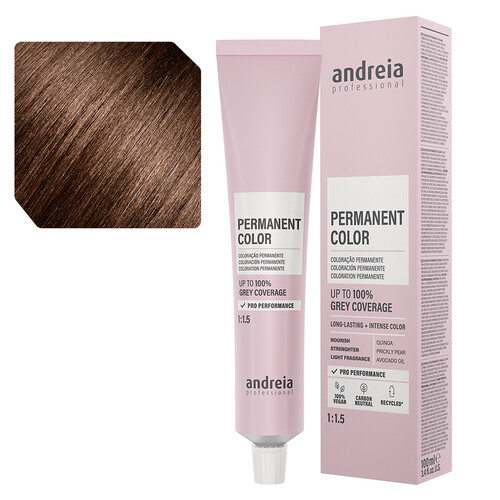 Andreia Coloração Permanente 4.74 Castanho Médio Tabaco Laranja - 100ml