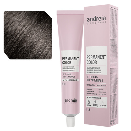 Andreia Coloração Permanente 44.0 Castanho Médio Intenso Natural - 100ml
